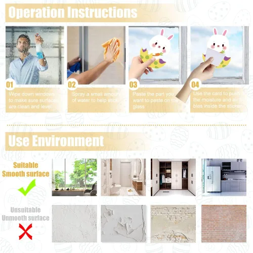 Miniatura 3 de 97 calcomanías de ventana para niños, 9 hojas, calcomanías de conejo de huevo, calcomanías de ventana para el hogar, oficina, suministros