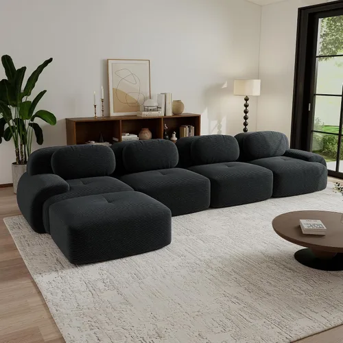 Miniatura 62 de Sofás modulares modulares sin hueso de 82 pulgadas para sala de estar, juego de sofá comprimido de 2 plazas, no requiere montaje, tela de pana, Verde