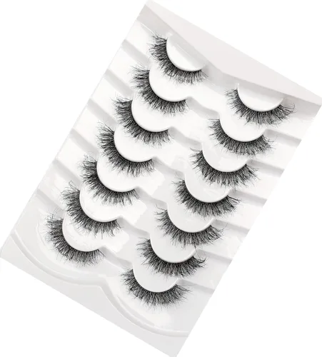 Miniatura 3 de Pooplunch Pestañas postizas con aspecto de ojo de gato look natural, pestañas cortas finas, extensión cruzada 8D volumen, pestañas postizas de visón