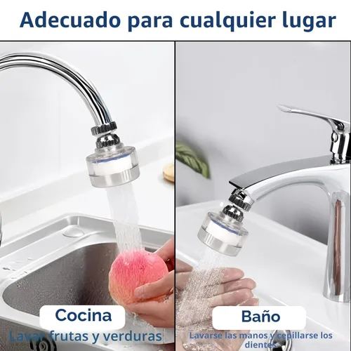 Miniatura 9 de Juego de 3 filtros de agua para fregadero y 18 elementos de filtro, filtro de grifo de fregadero giratorio de 360°, filtro de fregadero de baño que