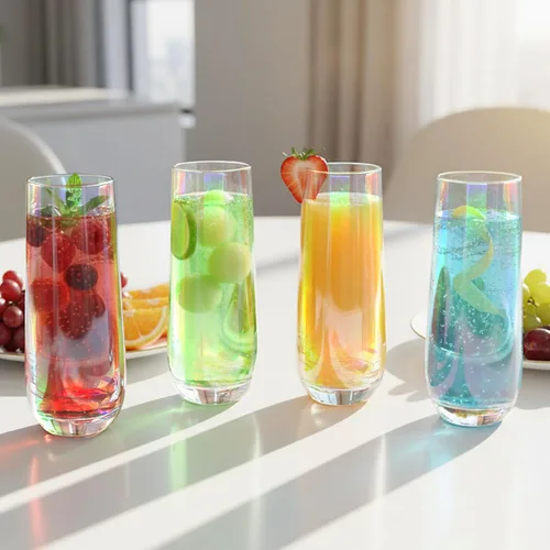 Miniatura 2 de MyGift Juego de 4 copas de champán modernas de 9 onzas, vino espumoso iridiscente, vino Prosecco transparente arcoíris, juego de mimosa de cóctel