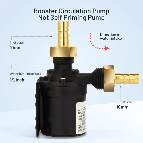 Miniatura 3 de Bomba de Agua Solar de 14A DC 12V - 3.43GPM, Elevación de 19.6ft, Motor Ultra-Silencioso Sin Escobillas con Adaptador - para Calentadores Solares