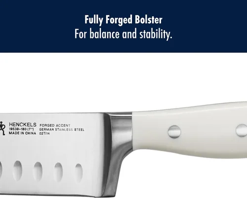 Miniatura 6 de HENCKELS Forged Accent Razor-Sharp - Juego de cuchillos Santoku de 2 piezas, mango blanco, ingeniería alemana respaldada por más de 100 años