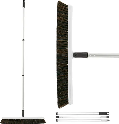 Miniatura 14 de Escoba vertical de pelo de caballo – Barredora de cocina giratoria de 18 pulgadas con cerdas suaves para pelo de perro, suelos de madera dura y Crin