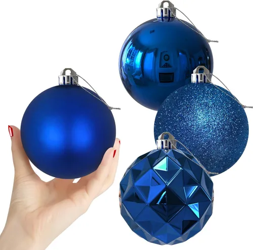 Miniatura 154 de Bolas de Navidad Grandes de 3.2" en Azul Bebé - Adornos para Árbol de Navidad, Bolas Colgantes Inastillables para Cumpleaños, Halloween, Boda