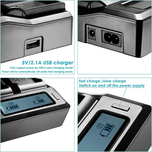 Miniatura 4 de BM Premium Paquete de 2 baterías EN-EL15C y cargador de batería LCD de doble bahía para Nikon Zf, ZR, Z5, Z5 II, Z6, Z6 III, Z7, Z7II, Z8, D780