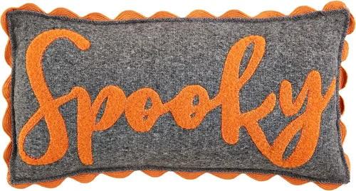 Miniatura 4 de Mud Pie Almohada de Fieltro de Halloween, Calabaza, 14" x 14