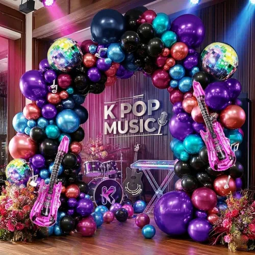 Miniatura 16 de Kit de arco de globos color burdeos y negro, doble relleno, color granate, rojo oscuro, perla, blanco, arena, dorado, guirnalda de globos