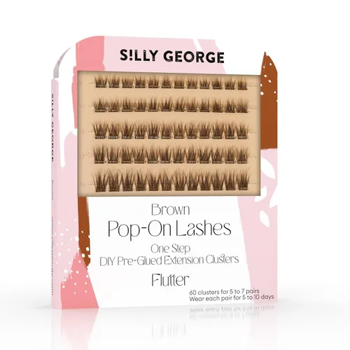 Miniatura 11 de Silly George - Pestañas Pop-On - Extensiones de pestañas falsas pre-pegadas DIY de 1 paso, aspecto natural, negras - rosadas, juego de 5-7 pares