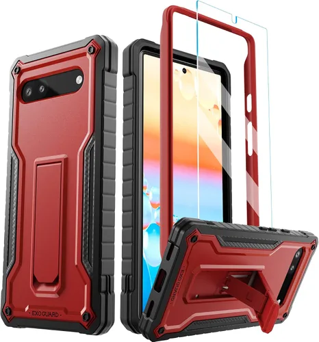 Miniatura 8 de ExoGuard Funda para Google Pixel 6A, funda de goma a prueba de golpes de cuerpo completo viene con un protector de pantalla de vidrio templado