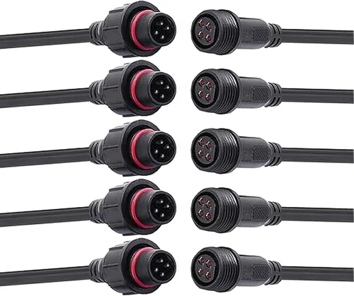 Miniatura 12 de Conector impermeable de 2 cables, conector LED macho hembra de 16 AWG de 2 pines con cable de extensión IP65, 7.9 in para automóvil, tira de luces