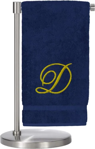 Miniatura 30 de Script R - Toalla de baño con monograma, regalo personalizado, 27 x 54 pulgadas, juego de 1 toalla bordada con texto dorado, 100% algodón turco