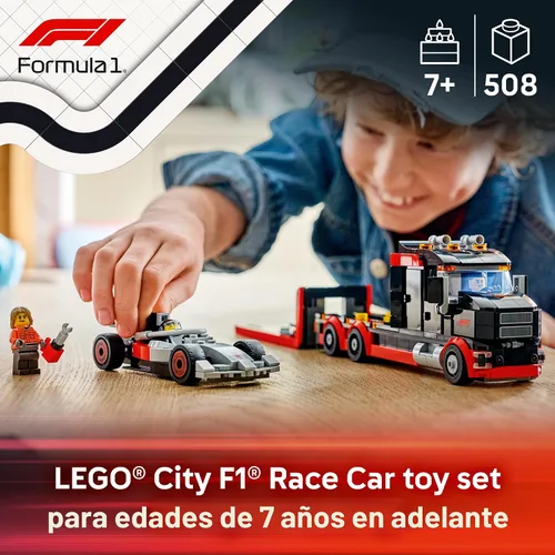 Miniatura 2 de LEGO Camión de exhibición City F1 con coche de carreras Audi F1 - Juguete de construcción para niños y niñas, a partir de 7 años - Juguete de coche