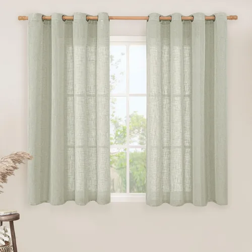 Miniatura 87 de LAMIT Cortinas de lino sintético para dormitorio, paneles filtrantes de luz, cortinas de lino con protección de privacidad con ojales para ventanas