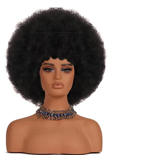 Miniatura 2 de Peluca afro rizada de los años 70 para mujeres negras, sin pegamento, pelucas afro grandes, con volumen y suaves de aspecto natural, peluca completa