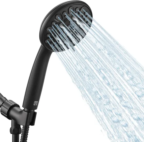 Miniatura 9 de Cabezal de ducha de mano de alta presión con 7 ajustes de pulverización, manguera de acero inoxidable de 59 pulgadas y montaje ajustable para Cromo