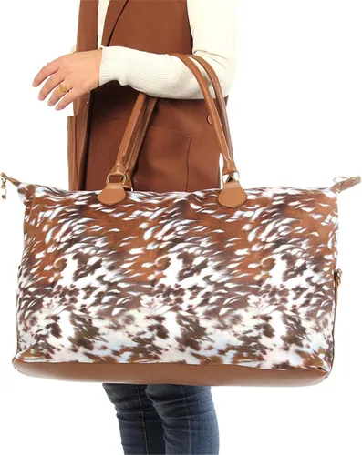 Miniatura 3 de Bolsa de fin de semana para mujer, bolsa de viaje grande con correa para el hombro, vaca y leopardo