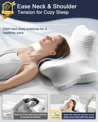 Miniatura 6 de Almohada cervical para el cuello y almohada de lectura para dormir y leer, almohada ortopédica ergonómica de espuma viscoelástica, soporte
