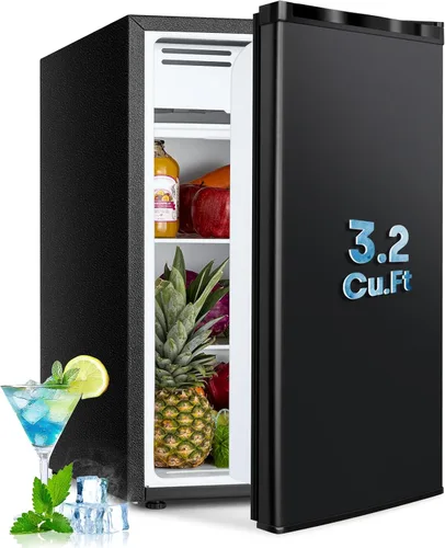 Miniatura 8 de Mini refrigerador de 2.6 pies cúbicos con congelador, refrigerador pequeño de doble puerta, refrigerador para dormitorio con 3 termostatos