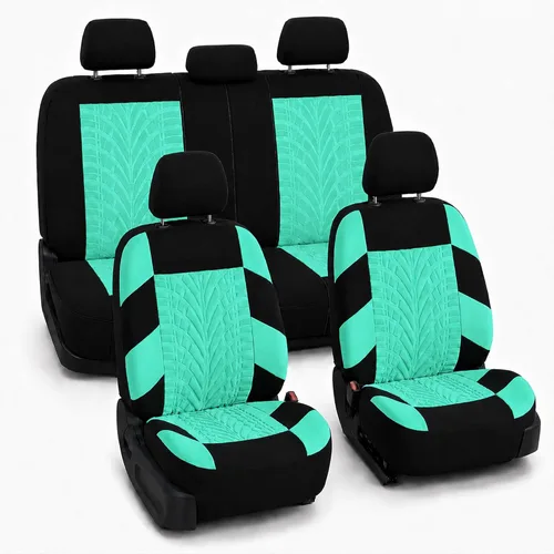 Miniatura 26 de FH Group - Juego de fundas de asiento delantero de automóvil de tela de alta calidad, para asientos con respaldo bajo con reposacabezas extraíble