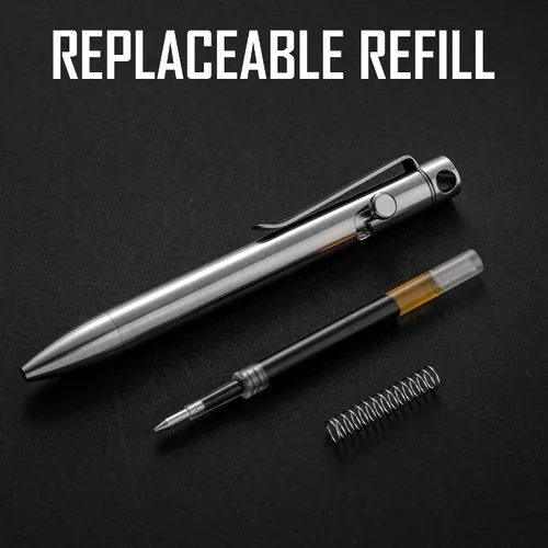 Miniatura 2 de KeyUnity KP03ST Titanium EDC Bolt Action Pen & KM14SW Titanium EDC Llavero Clip con Abrebotellas Bundle