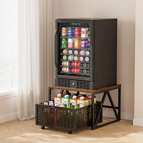 Miniatura 2 de Urban Deco Mini soporte para refrigerador con almacenamiento, carrito de refrigerador resistente con cesta de cajón, mini mesa de refrigerador