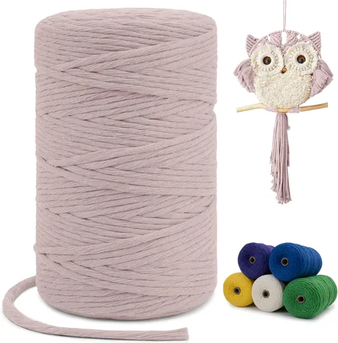 Miniatura 8 de Cuerda de macramé de una sola hebra de 0.197 in x 110 yardas, cuerda de macramé de algodón natural de 0.197 in, cuerda de algodón grueso para colgar