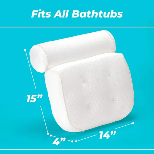 Miniatura 6 de BASIC CONCEPTS Almohada de bañera para soporte de cuello y espalda con gancho de secado, almohada de bañera reposacabezas lavable a máquina
