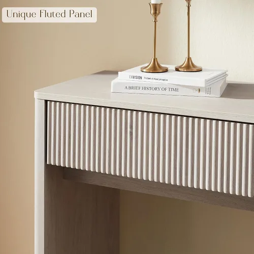 Miniatura 6 de OKD Mesa consola acanalada de 63 pulgadas para entrada, mesa de entrada moderna con 2 cajones grandes, mesa de sofá larga detrás del sofá para sala