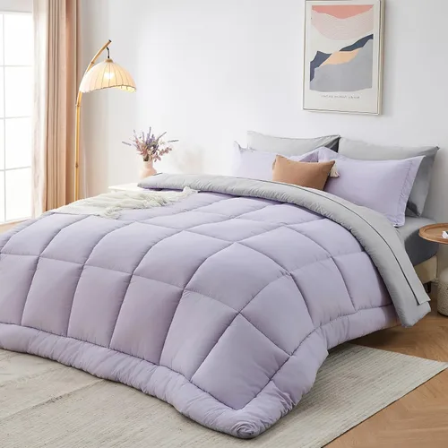 Miniatura 17 de Sasttie Juego de edredón tamaño individual, 5 piezas de cama reversible en una bolsa, juego completo de ropa de cama que incluye edredón, sábana