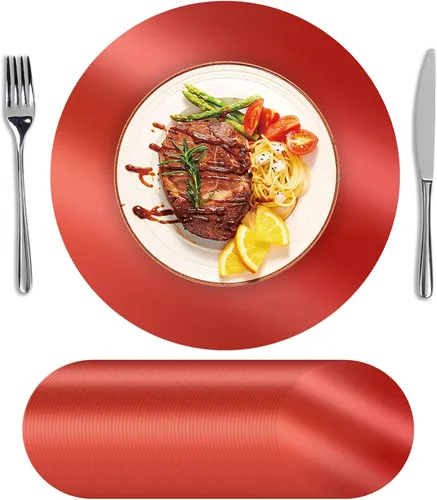 Miniatura 14 de SHACOS 50 manteles individuales redondos negros, manteles individuales de papel de 13 pulgadas desechables para mesa de comedor, platos de carga