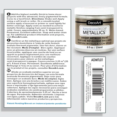 Miniatura 2 de DecoArt Americana Decor Metallics Paint – Perla, paquete de 3 (8 onzas líquidas) – Pinturas metálicas de bricolaje para muebles, decoración