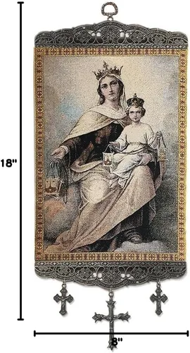 Miniatura 2 de Religious Gifts Tapiz con diseño de Virgen María y Nuestra Señora del Monte Carmelo de 18 pulgadas