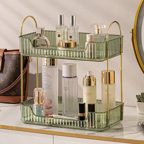 Miniatura 8 de Aveniee Organizador de mostrador de baño, estante de almacenamiento de perfume y cuidado de la piel de 2 niveles, bandeja de tocador para cosméticos