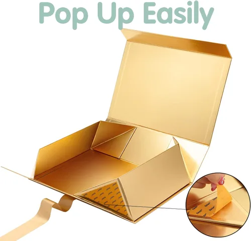 Miniatura 7 de HAPPY POTATO 5 cajas de regalo grandes con cinta de 13.5 x 9 x 4.1 pulgadas, cajas doradas con tapas, cajas de propuesta de dama de honor, cajas
