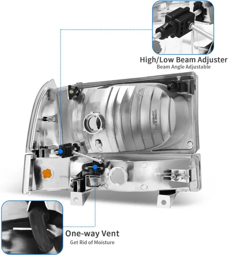 Miniatura 3 de DWVO Ensamblaje de faros Compatible con Ford F-250 F-350 F-450 F-550 Super Duty 1999-2004/Ford Excursion Pickup Truck 2000-2004 Señal Lámparas