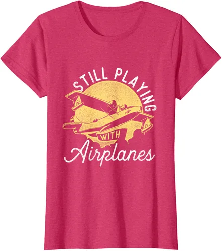 Miniatura 10 de Still Playing With Airplanes - Camiseta de control remoto RC Avión Piloto, Negro