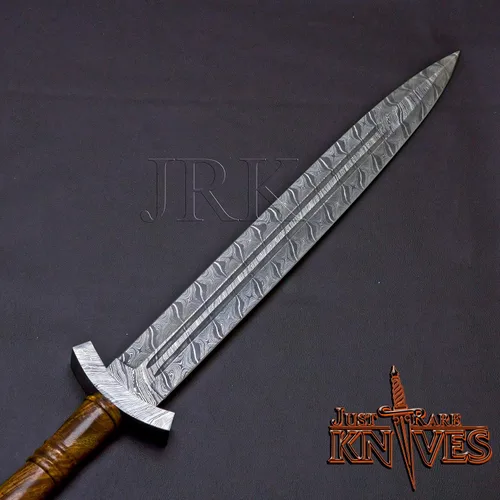 Miniatura 4 de Edición especial de EE. UU.: Hoja de acero de Damasco por encargo de 24 ", espada de daga ranurada de sangre doble (JRK72)