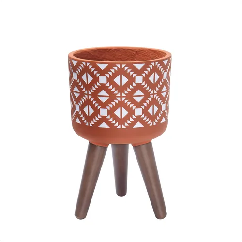 Miniatura 8 de D'vine Dev Maceta de 12 pulgadas con soporte, maceta alta de mediados de siglo con patas para plantas de interior, bronce/negro, 88-G-C-6