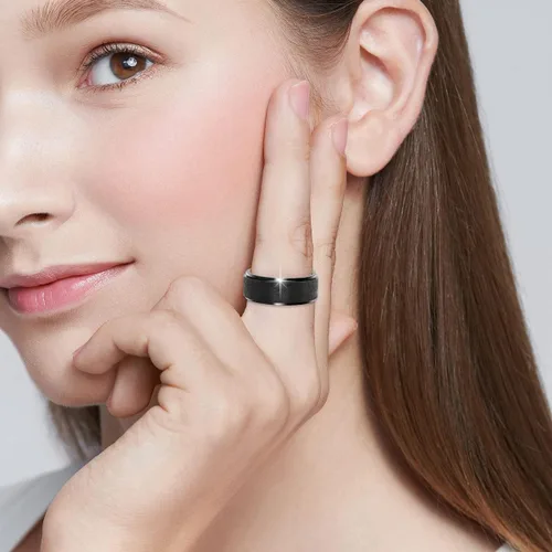 Miniatura 6 de Anillo antiestrés de titanio, de acero inoxidable para la ansiedad, tamaño 6-12, ancho 6 mm, 5 colores, para mujeres y hombres oro rosa, arco iris