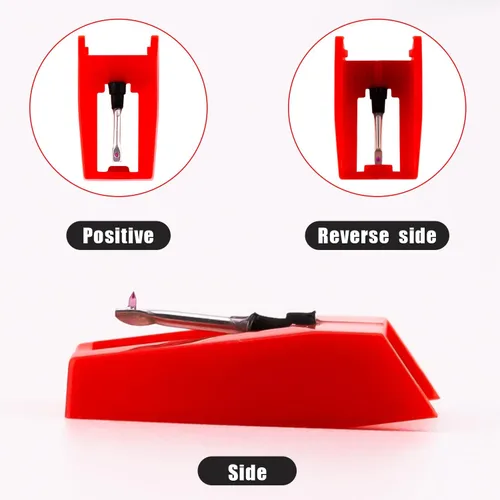 Miniatura 4 de 5 agujas para tocadiscos, aguja de repuesto para tocadiscos duradera, repuesto para tocadiscos de vinilo (rojo)