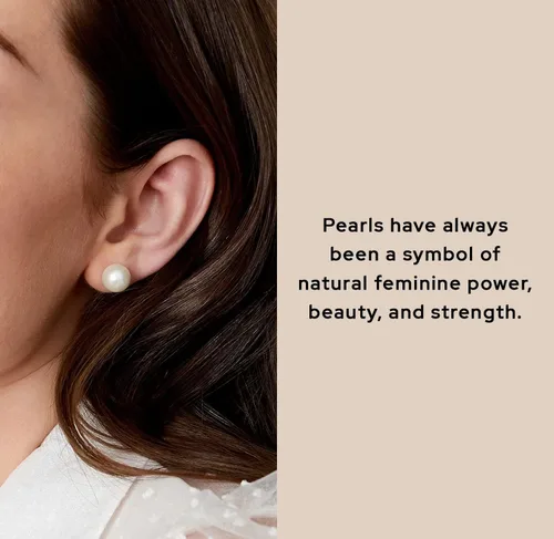 Miniatura 6 de THE PEARL SOURCE Aretes redondos de perlas reales de agua dulce blancas para mujer, aretes de oro de 14 quilates Aretes hipoalergénicos con perlas