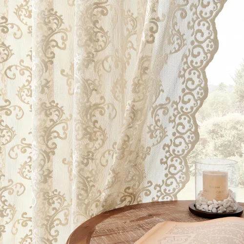 Miniatura 9 de Cortinas de encaje transparentes FOLKSIDE de 72 pulgadas de largo, juego de 2 cortinas florales victorianas de paisley para sala de estar, recámara