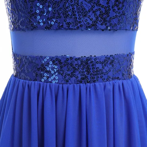 Miniatura 6 de ODASDO Disfraces de baile lírico para mujer, moderno y contemporáneo, vestido de tul de malla con volantes y lentejuelas cruzadas