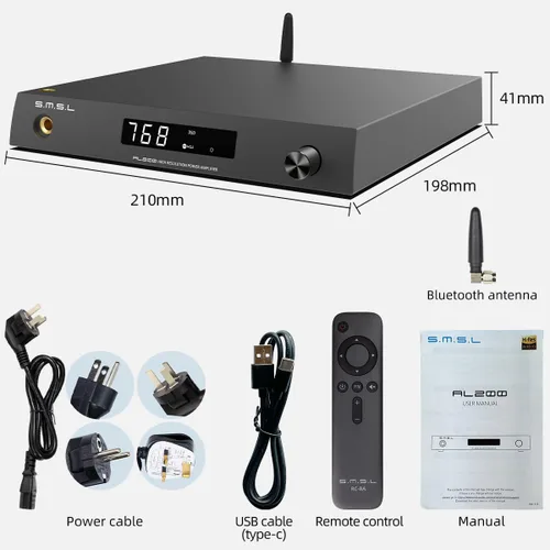 Miniatura 6 de SMSL AL200, amplificador de alta fidelidad, chip amplificador estéreo MA5332MS Clase D, potencia de salida de 165W, salida de amplificador de oído