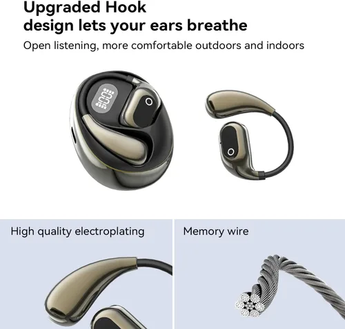 Miniatura 4 de OWS - Auriculares inalámbricos Bluetooth 5.4, auriculares inalámbricos con ganchos para las orejas y micrófono, IPX5 impermeable, rango 64H