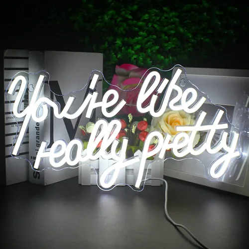 Miniatura 9 de Lucunstar Letrero de neón LED «You're Like Really Pretty» Luz LED de neón rosa para decoración de pared Letreros de neón para decoración de pared