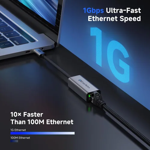 Miniatura 2 de Cable Matters Adaptador USB C a Ethernet, adaptador de red Gigabit Ethernet a USB C para 1000 Mbps, compatible con MacBook, iPhone 16 Pro/Max, iPad