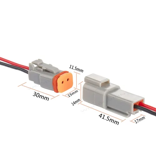Miniatura 5 de Deutsch Conector DT de 2 Pines, Conector Eléctrico Automotriz Impermeable DT de 2 Vías Macho Hembra Enchufe Arnés de Cableado, con Cable de Alambre