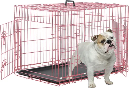 Miniatura 15 de Jaulas extra grandes de 48 pulgadas para perros medianos, jaula plegable XXL de doble puerta para perros grandes, jaulas para perros para interiores